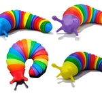 1x Regenbogen Schneckenraupe mit Augen- Fidget Toy Antistress Sensorik Finger