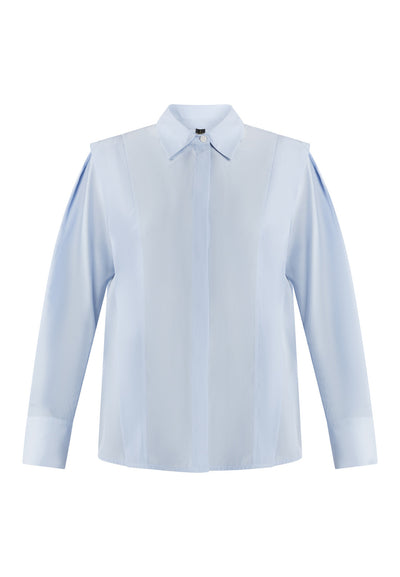 B-WARE DREIMASTER KLASSIK DAMEN BLUSE Gr. L Farbe Hellblau