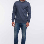 B-WARE DREIMASTER HERREN PULLOVER Gr. L Farbe DUNKELGRAUBLAU MELANGE