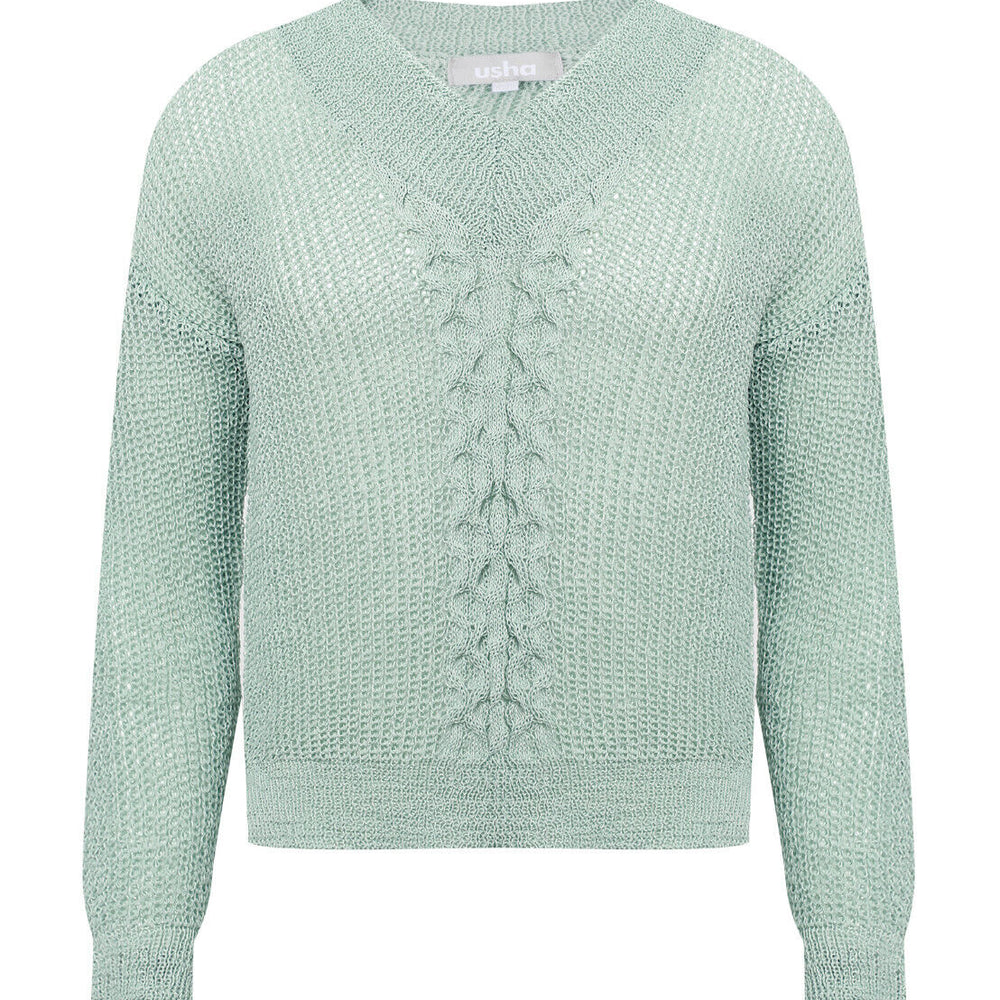 B-WARE USHA DAMEN PULLOVER Gr.XS/S FARBE MINZE