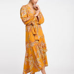 B-WARE IZIA DAMEN LANGARMKLEID GR.M FARBE ORANGE MEHRFARBIG