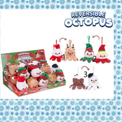 Weihnachtswendeplüsch Oktopus (Bagclip) 6 cm