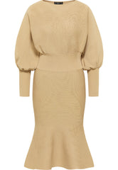 B-WARE FAINA DAMEN STRICKKLEID Gr. M/L Farbe Kamel