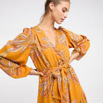 B-WARE IZIA DAMEN LANGARMKLEID GR.M FARBE ORANGE MEHRFARBIG