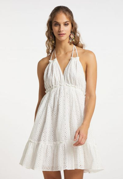 B-WARE IZIA DAMEN KLEID GR.L FARBE WEISS