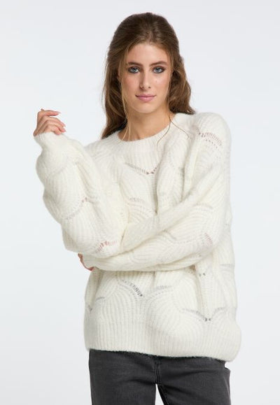 B-WARE IZIA DAMEN STRICKPULLOVER GR.M/L FARBE WOLLWEISS