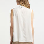 B-WARE DREIMASTER KLASSIK DAMEN ÄRMELLOSE BLUSE GR.M FARBE WOLLWEISS