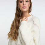 B-WARE IZIA DAMEN STRICKPULLOVER GR.M/L FARBE WOLLWEISS