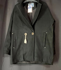 B-WARE DREIMASTER VINTAGE DAMEN ÜBERGANGSMANTEL Gr. M Farbe Schwarz