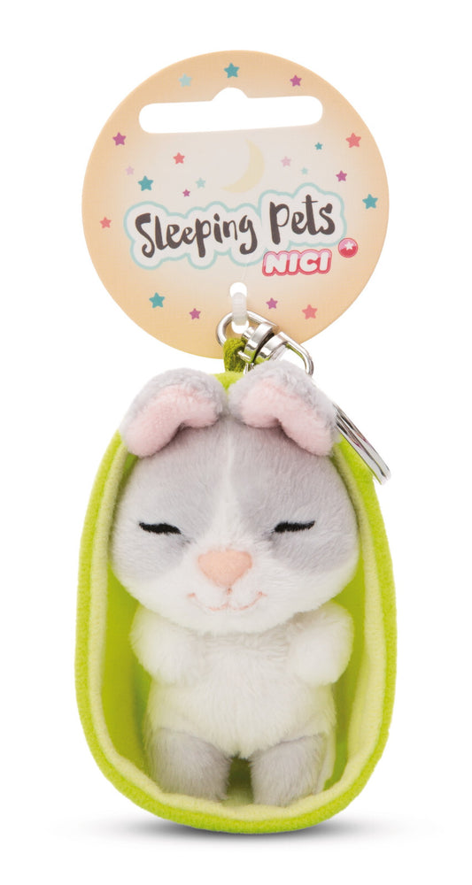NICI GREEN  Schlüsselanhänger Sleeping Pets grauer Hase