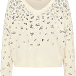 B-WARE FAINA DAMEN STRICKPULLOVER Gr. M/L Farbe Wollweiss Silber