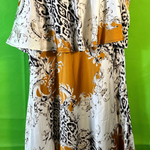 B-WARE FAINA DAMEN KLEID Gr. XL Farbe COGNAC MEHRFARBIG