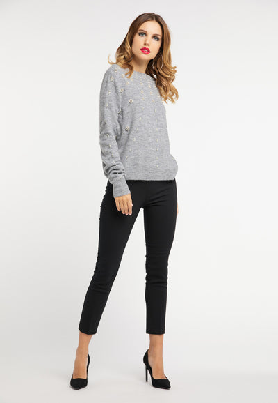 B-WARE FAINA DAMEN PULLOVER Gr. L/XL Farbe GRAU MELANGE