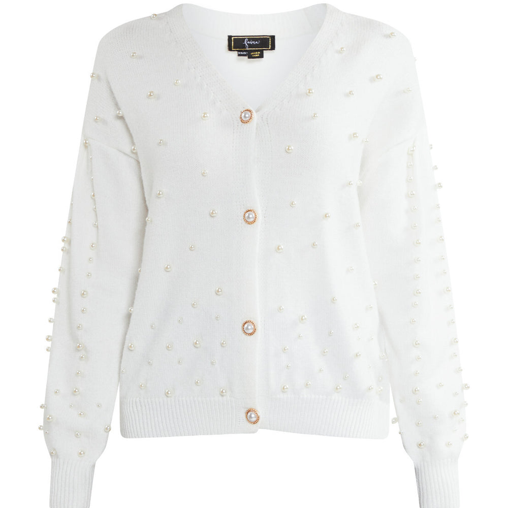 B-WARE FAINA DAMEN STRICKJACKE GR.M/L FARBE WEISS