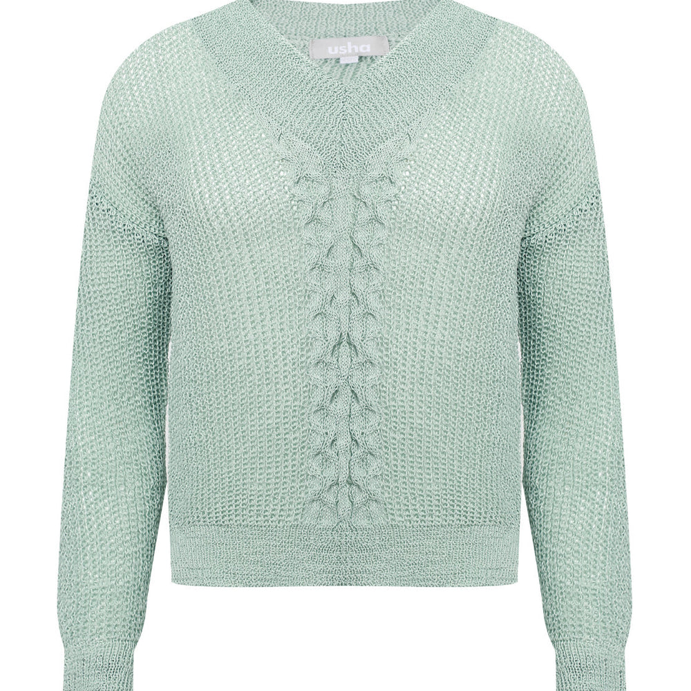 B-WARE USHA DAMEN PULLOVER Gr.XS/S FARBE MINZE