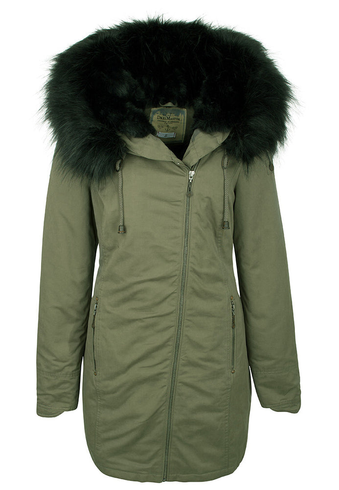 B-WARE DREIMASTER DAMEN MANTEL Gr. XS Farbe Oliv