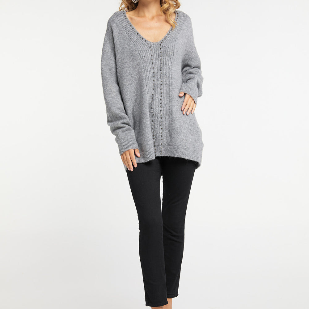 B-WARE FAINA DAMEN PULLOVER Gr. L/XL Farbe Grau