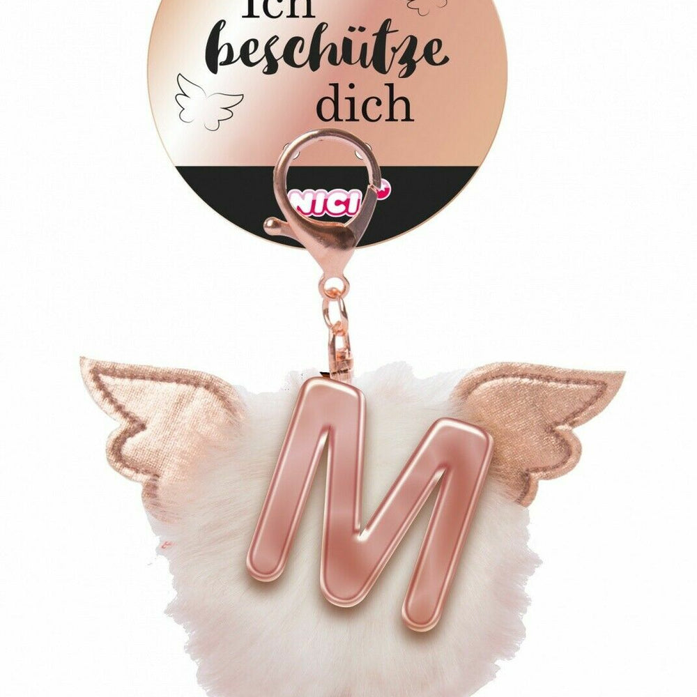 Nici 46982 Taschenanhänger Schutzbommel mit Flügeln + Pompon Metallbuchstabe M