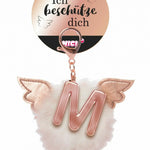 Nici 46982 Taschenanhänger Schutzbommel mit Flügeln + Pompon Metallbuchstabe M