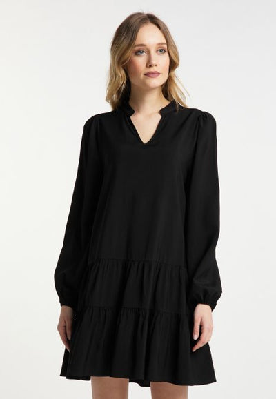 B-WARE DREIMASTER KLASSIK DAMEN LANGARMKLEID GR.L FARBE SCHWARZ