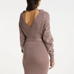 B-WARE FAINA DAMEN STRICKKLEID GR.XS/S FARBE DUNKELTAUPE