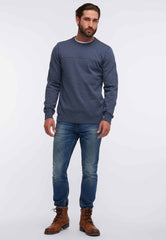 B-WARE DREIMASTER HERREN PULLOVER Gr. L Farbe DUNKELGRAUBLAU MELANGE
