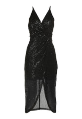 B-WARE FAINA DAMEN KLEID Gr.L Farbe Schwarz / Paillettenkeid