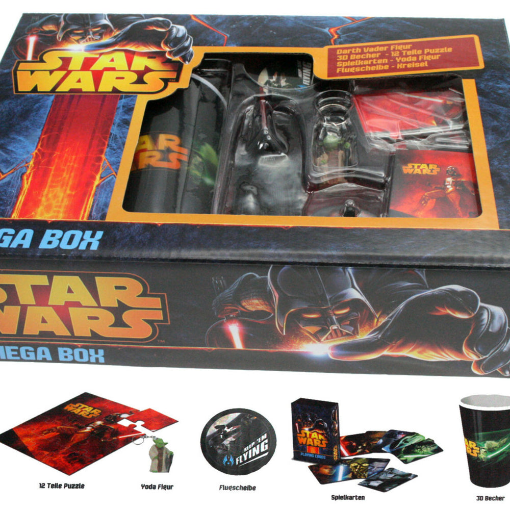7 teiliges Star Wars Mega Box Darth Vader,Yoda,Puzzle,Becher und mehr