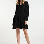 B-WARE DREIMASTER KLASSIK DAMEN LANGARMKLEID GR.L FARBE SCHWARZ