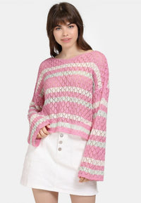 B-WARE MYMO DAMEN PULLOVER GR.M/L FARBE HELLPINK Getreift