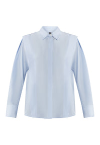 B-WARE DREIMASTER KLASSIK DAMEN BLUSE Gr. L Farbe Hellblau