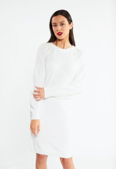 B-WARE FAINA DAMEN STRICKKLEID GR.XL/XXL FARBE WEISS