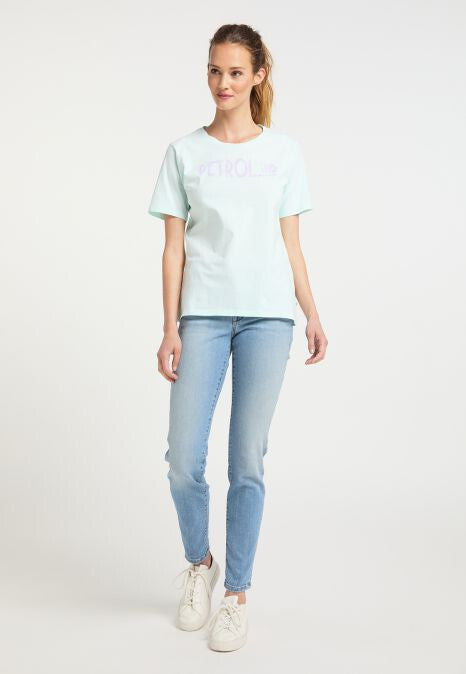 B-WARE PETROL INDUSTRIES DAMEN T-SHIRT Gr.L FARBE SOOTHING SEA