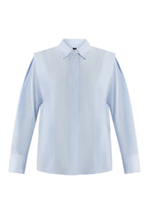 B-WARE DREIMASTER KLASSIK DAMEN BLUSE Gr. L Farbe Hellblau
