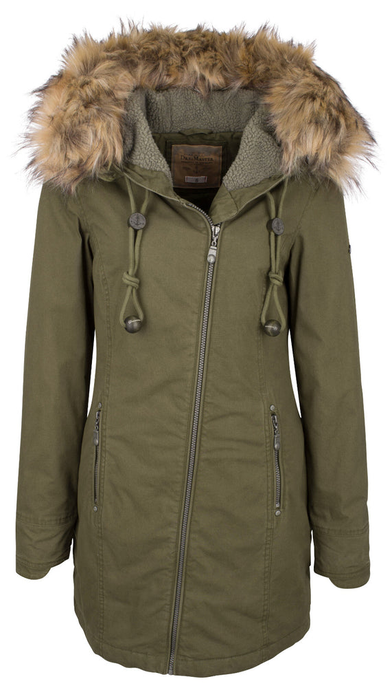 B-WARE DREIMASTER DAMEN MANTEL Gr. XS Farbe Oliv