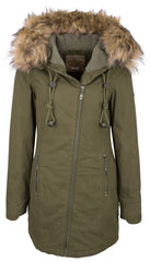 B-WARE DREIMASTER DAMEN MANTEL Gr. XS Farbe Oliv