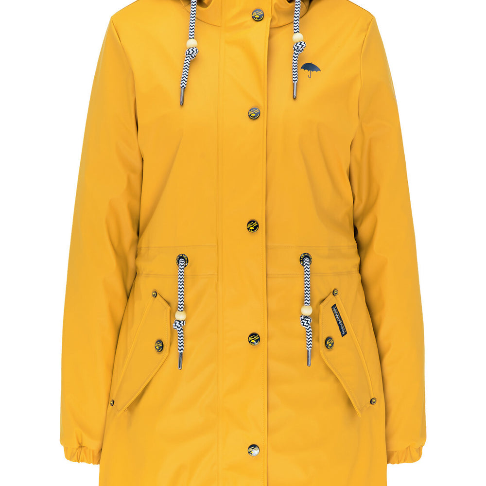 B-WARE Schmuddelwedda Damen Regenmantel mit Teddyfutter Gr.S Farbe Curry