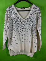 B-WARE FAINA DAMEN STRICKPULLOVER Gr. M/L Farbe Wollweiss Silber