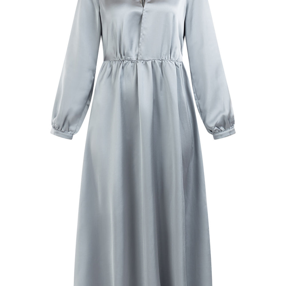 B-WARE DreiMaster Klassik Damen Midikleid Gr. S Farbe Graublau