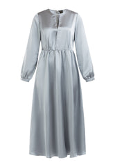 B-WARE DreiMaster Klassik Damen Midikleid Gr. S Farbe Graublau