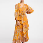 B-WARE IZIA DAMEN LANGARMKLEID GR.M FARBE ORANGE MEHRFARBIG