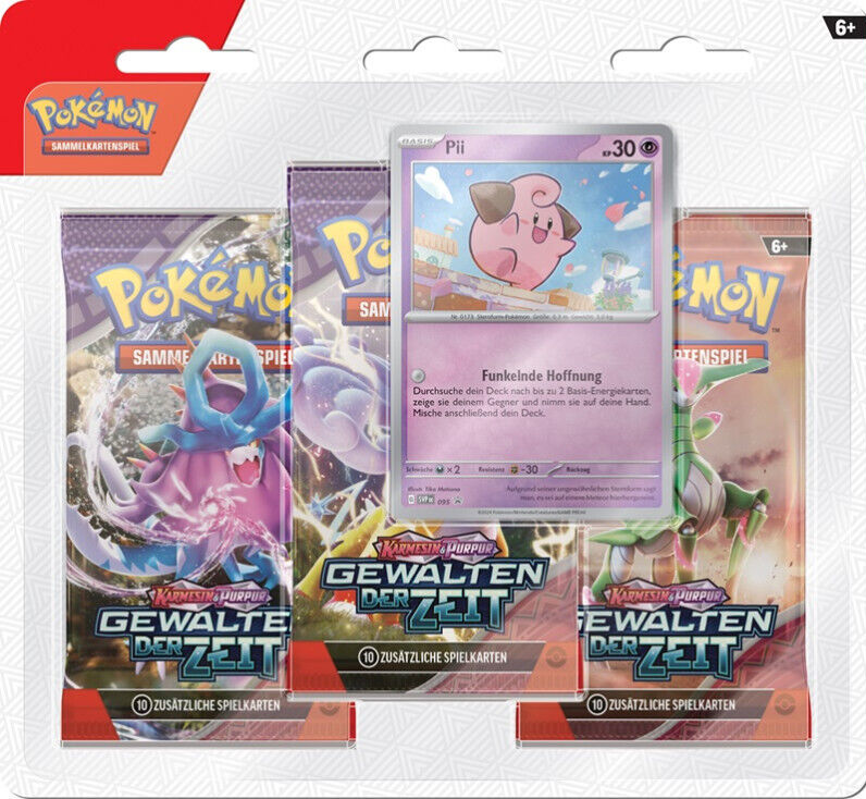 Pokemon Karmesin & Purpur Gewalten der Zeit 3-Pack Blister - Mopex / Pii