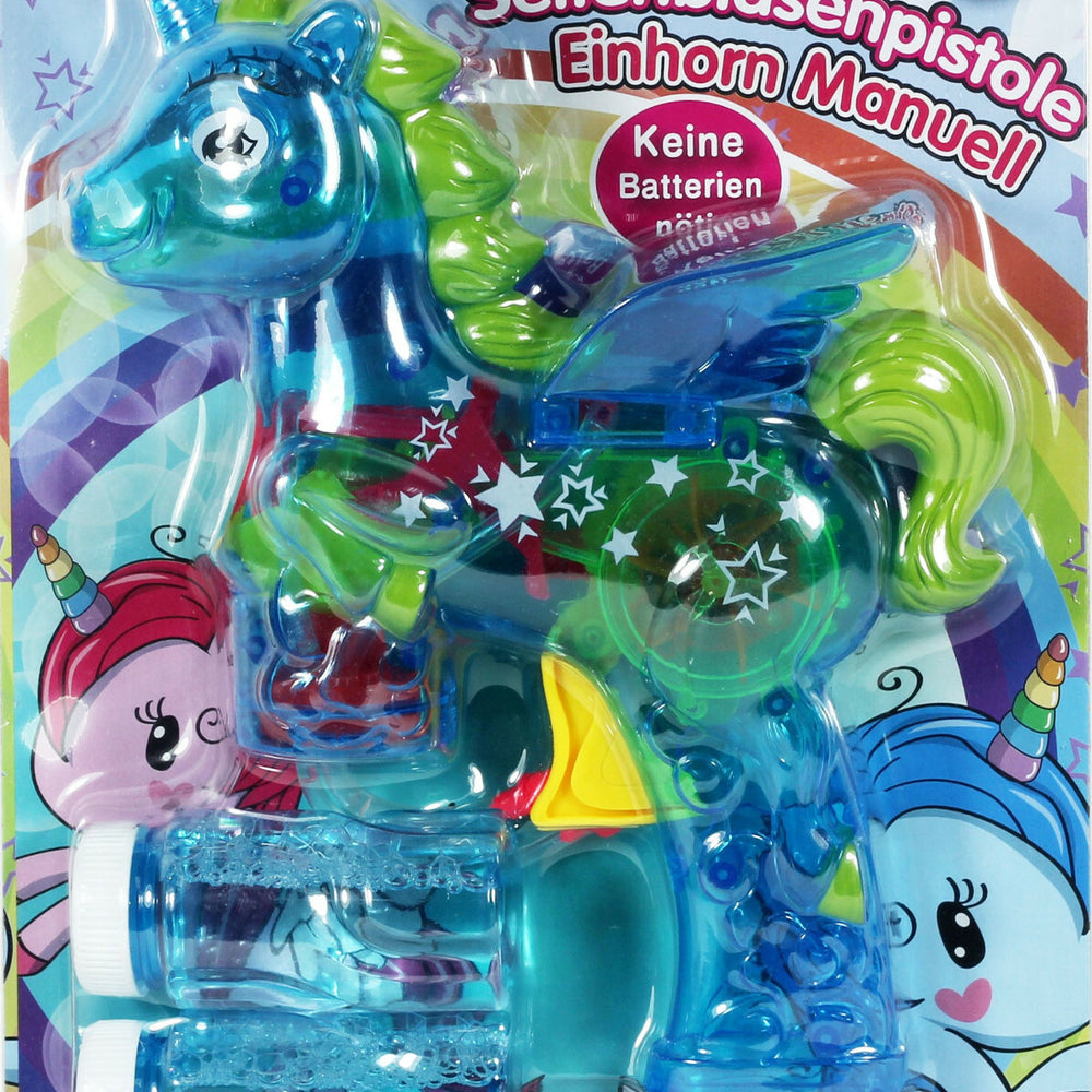 Seifenblasenpistole Einhorn manuell 16cm - Blau