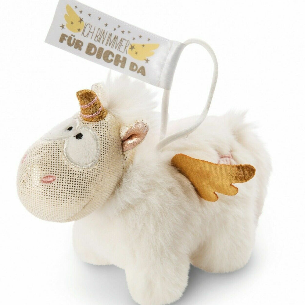 Nici 46376 Einhorn-Engel Angelia 11cm mit Loop Plüsch weiß-gold bin für dich da