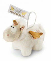 Nici 46376 Einhorn-Engel Angelia 11cm mit Loop Plüsch weiß-gold bin für dich da