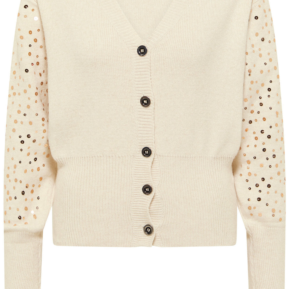 B-WARE FAINA DAMEN STRICKJACKE GR. XS/S FARBE CHAMPAGNER