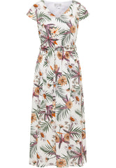 B-WARE USHA DAMEN KLEID Gr. XL Farbe Weiss Mehrfarbig