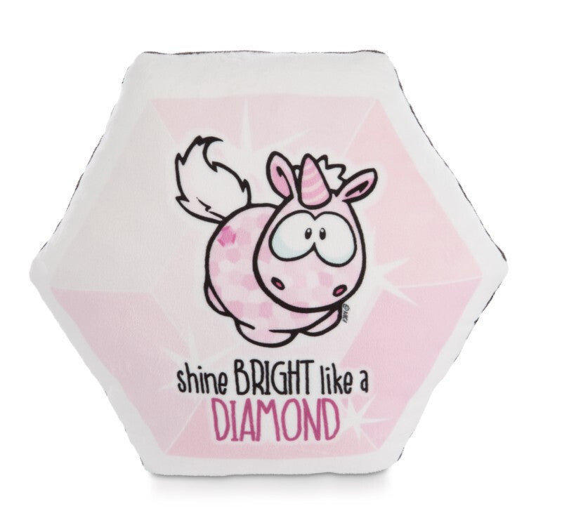 NICI - Theodor & Friends - Kissen diamantförmig Einhorn Pink Diamond 30x25cm