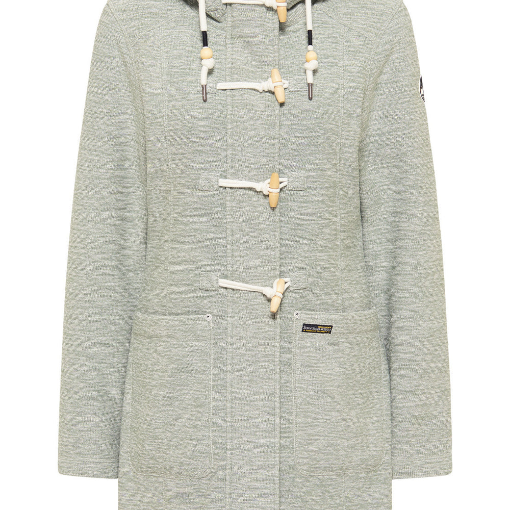 B-WARE Schmuddelwedda Damen Strickfleece-Dufflecoat Gr. XS Farbe Rauchmint Melan