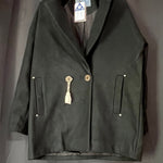 B-WARE DREIMASTER VINTAGE DAMEN ÜBERGANGSMANTEL Gr. M Farbe Schwarz